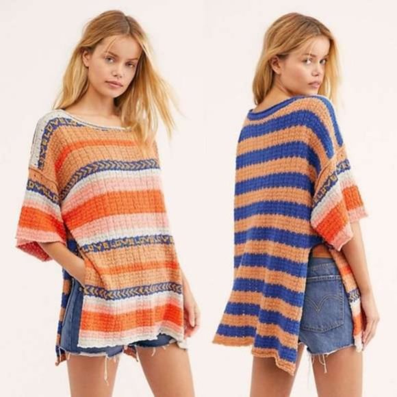 Free People Sweaters - NEW Free People Hidden Love Striped Tunic Sweater